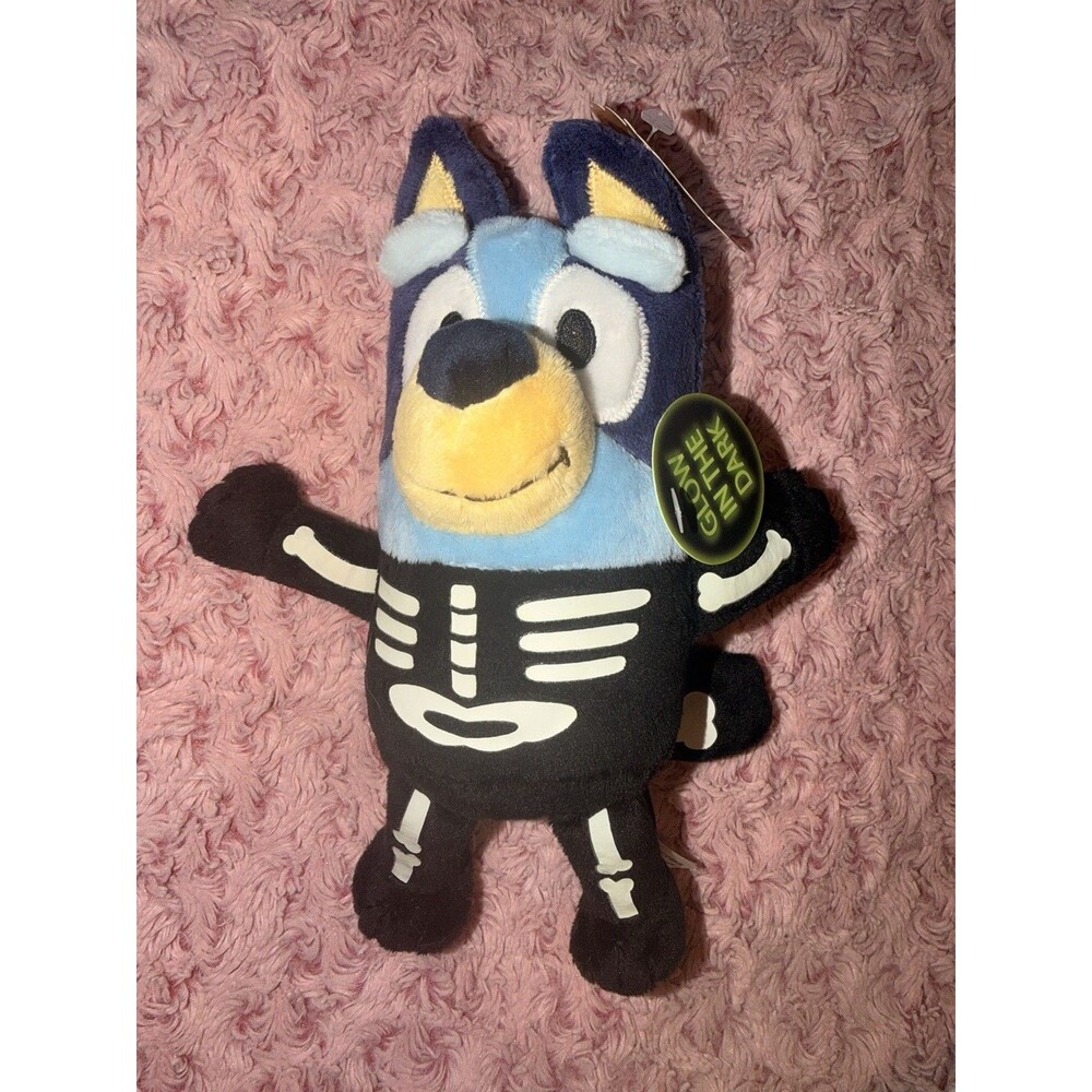 Bluey Glow In The Dark Skeleton Costume Halloween Holiday Plush Toy 7.5" NEW
